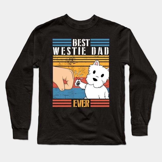 Westie Dog And Daddy Hand To Hand Best Westie Dad Ever Dog Father Parent July 4th Day Long Sleeve T-Shirt by joandraelliot